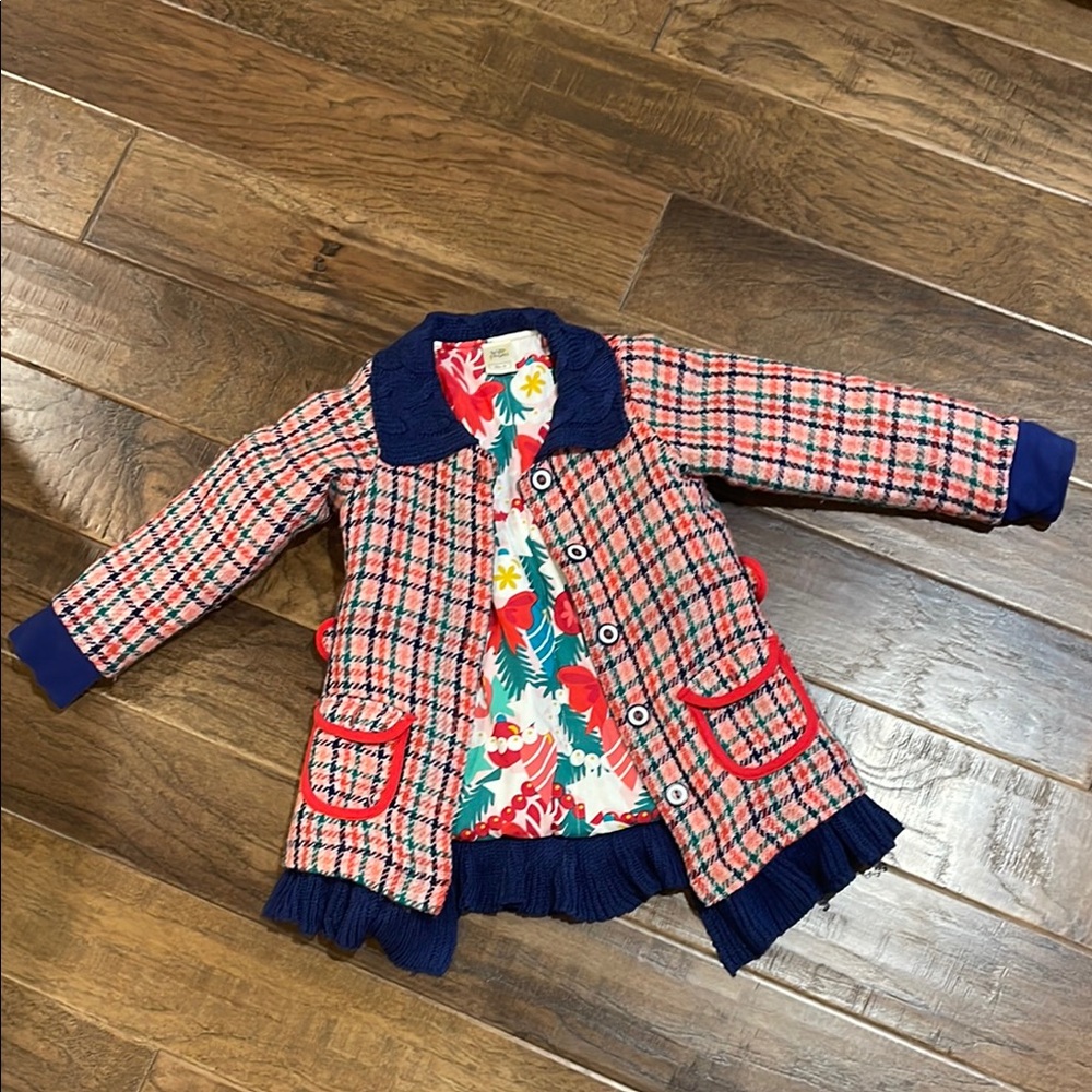 Wildflowers Red and Blue Blazer with Quilted Design